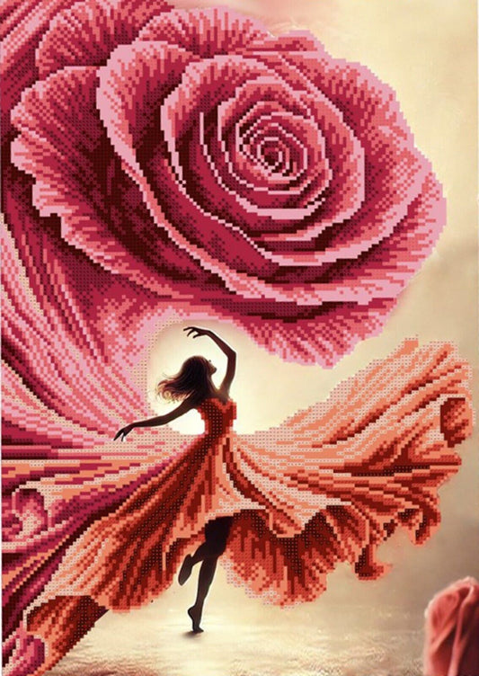 Bead Embroidery Kit Dance with a rose Bead needlepoint Bead stitching