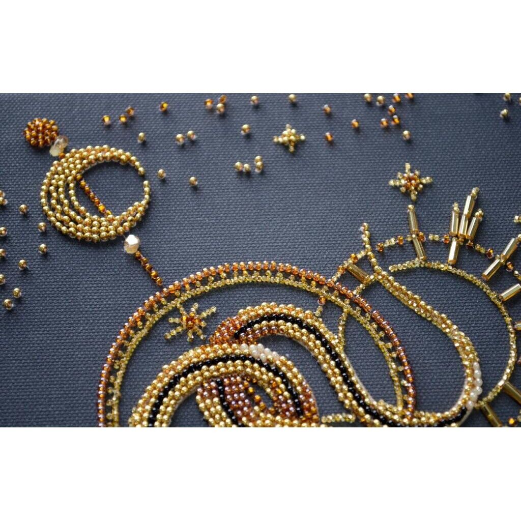 Bead Embroidery Kit Gold snake DIY Beadwork Beading Needlepoint kit