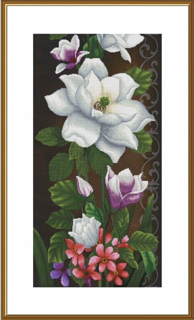 Counted Cross Stitch Kit Flowers DIY Unprinted canvas