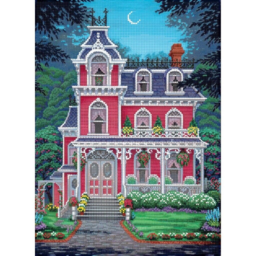 Full Bead Embroidery Kit Victorian cottage Bead needlepoint Beaded stitching DIY