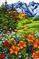 Big Full Bead Embroidery Kit Mountain DIY Beaded needlepoint Beaded stitching