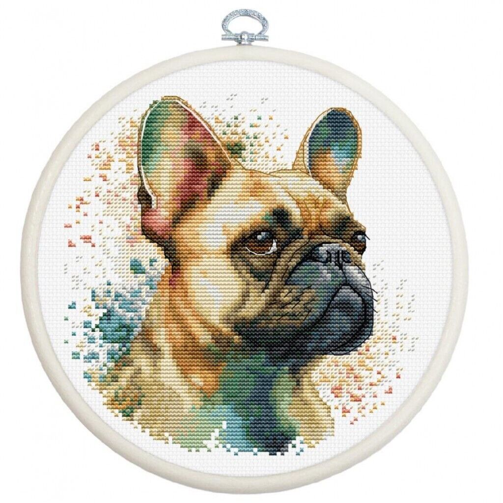 Counted Cross Stitch Kit French Bulldog Luca-S DIY Unprinted canvas
