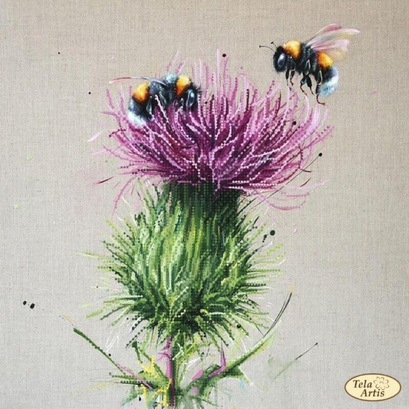 Bead Embroidery Kit Thistle DIY Beaded needlepoint Beadwork Beading