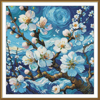 Counted Cross Stitch Kit Almond blossoms Flowers DIY Unprinted canvas