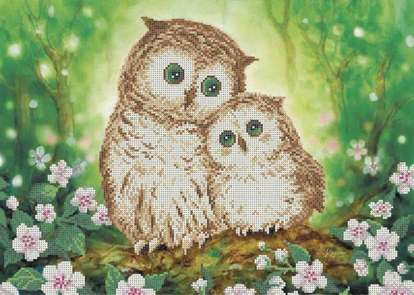 Bead Embroidery Kit Owl  DIY Beaded needlepoint Beaded stitching