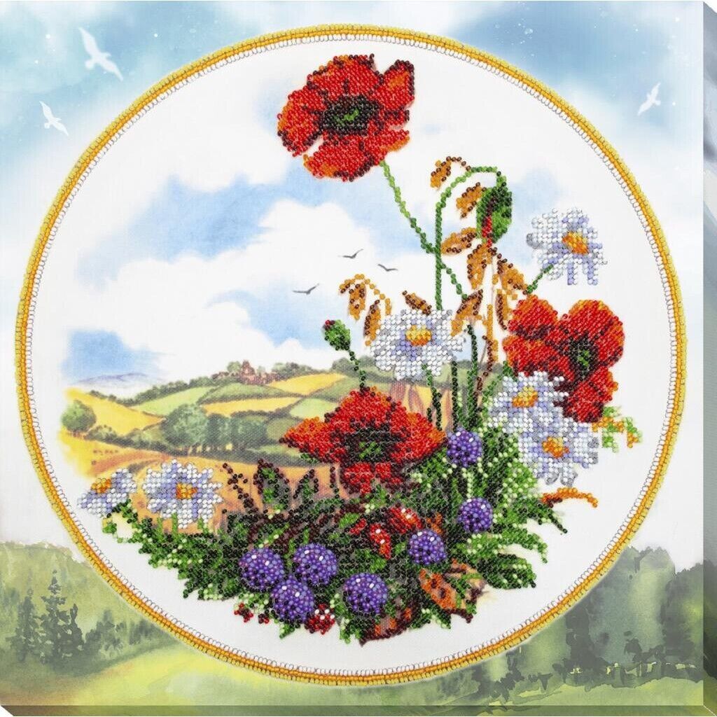 Bead Embroidery Kit Spring morning Flowers Beadwork Bead needlepoint DIY