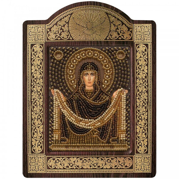 Bead Embroidery Kit Icon Virgin Mary Mother of God DIY Bead needlepoint Beadwork