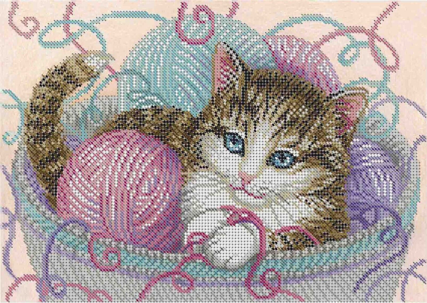 Bead Embroidery Kit Cat DIY Beaded needlepoint Beaded stitching