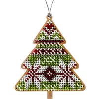 Bead Embroidery Kit on Wood Christmas tree DIY Christmas tree toy