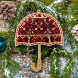 Bead Embroidery Kit on Plastic Red umbrella DIY Christmas tree toy