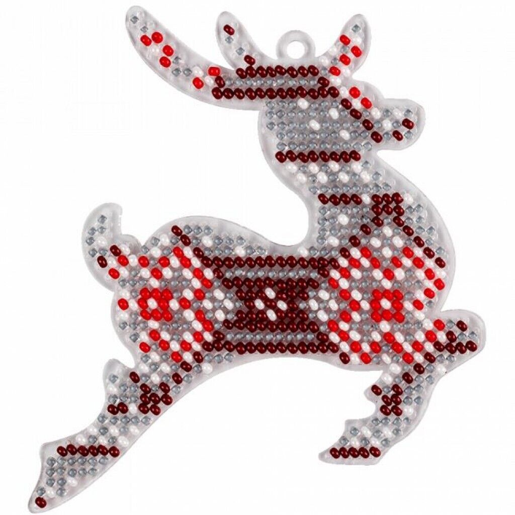 Bead Embroidery Kit on Plastic Christmas deer DIY Christmas tree toy