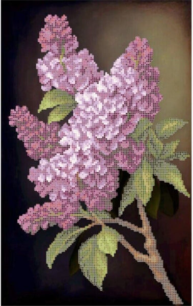 Bead Embroidery Kit Lilac Flowers DIY Bead needlepoint Bead stitching