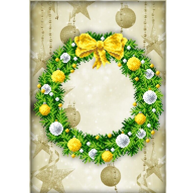 Bead Embroidery Kit Christmas wreath DIY Beaded needlepoint Beadwork Beading