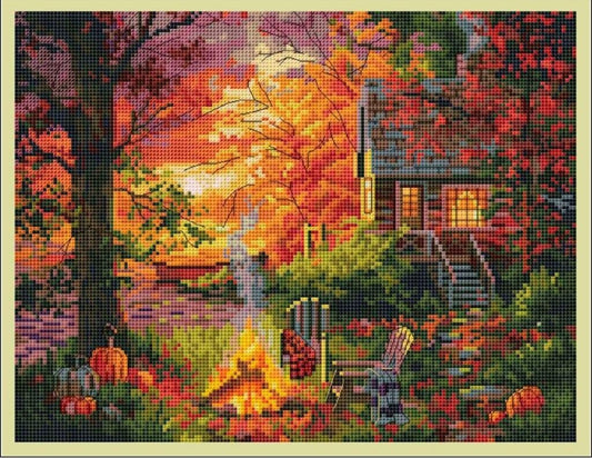 Counted Cross Stitch Kit Autumn evening DIY Kolorova