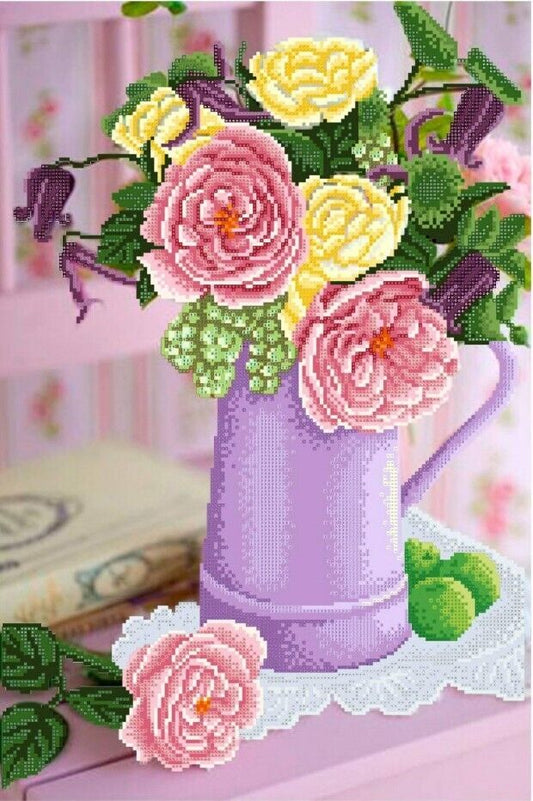 Bead Embroidery Kit Summer flowers DIY Bead needlepoint Bead stitching