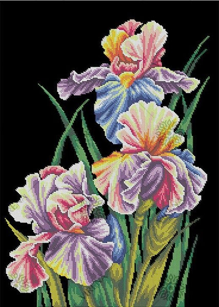 Bead Embroidery Kit Irises Flowers DIY Bead needlepoint Bead stitching