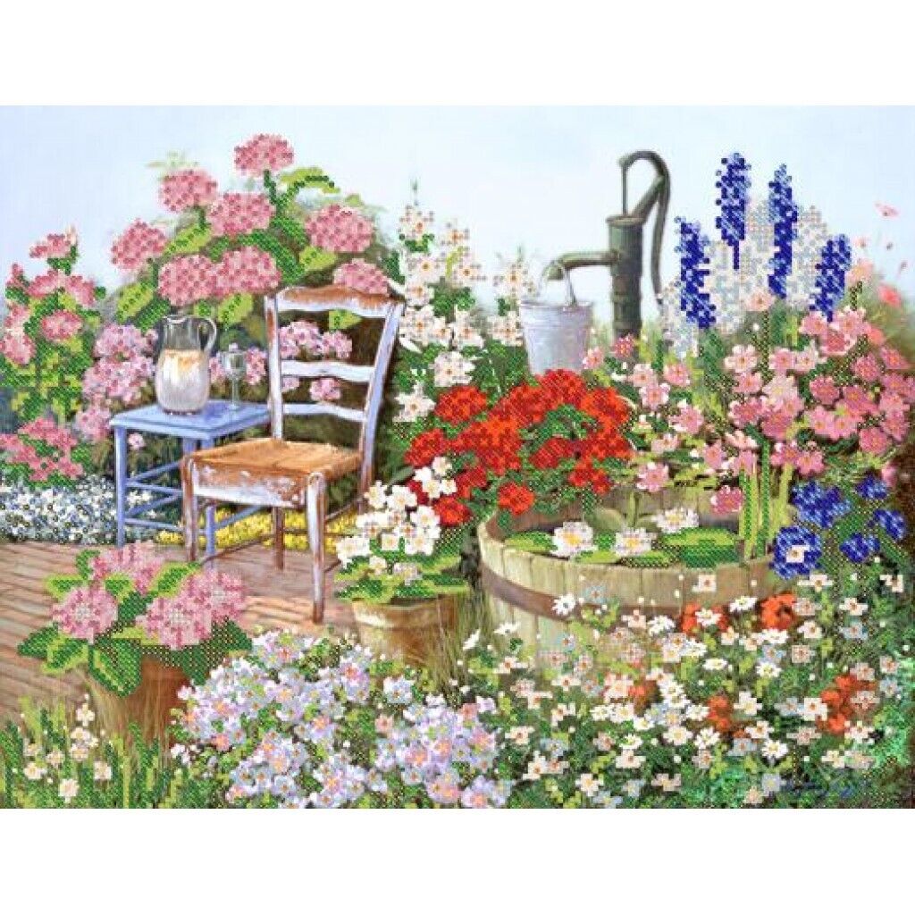 Bead Embroidery Kit In the garden DIY Beaded needlepoint Beaded stitching