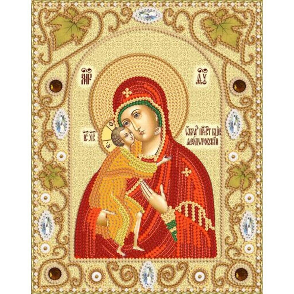 Bead Embroidery Kit Icon Mother of God Beaded stitching Beadwork DIY