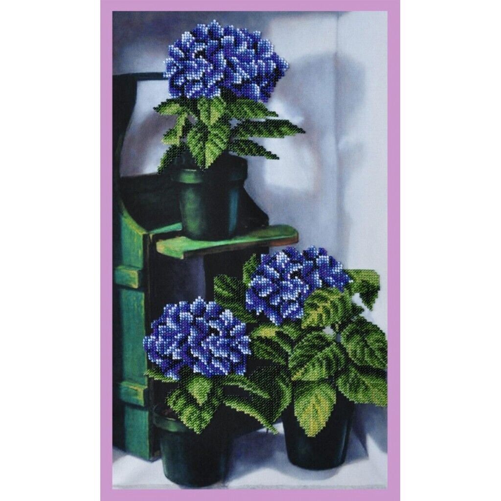 Bead Embroidery Kit Hydrangea DIY Beaded needlepoint Beaded stitching