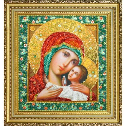 Bead Embroidery Kit Icon Virgin Mary Mother of God Beaded stitching DIY