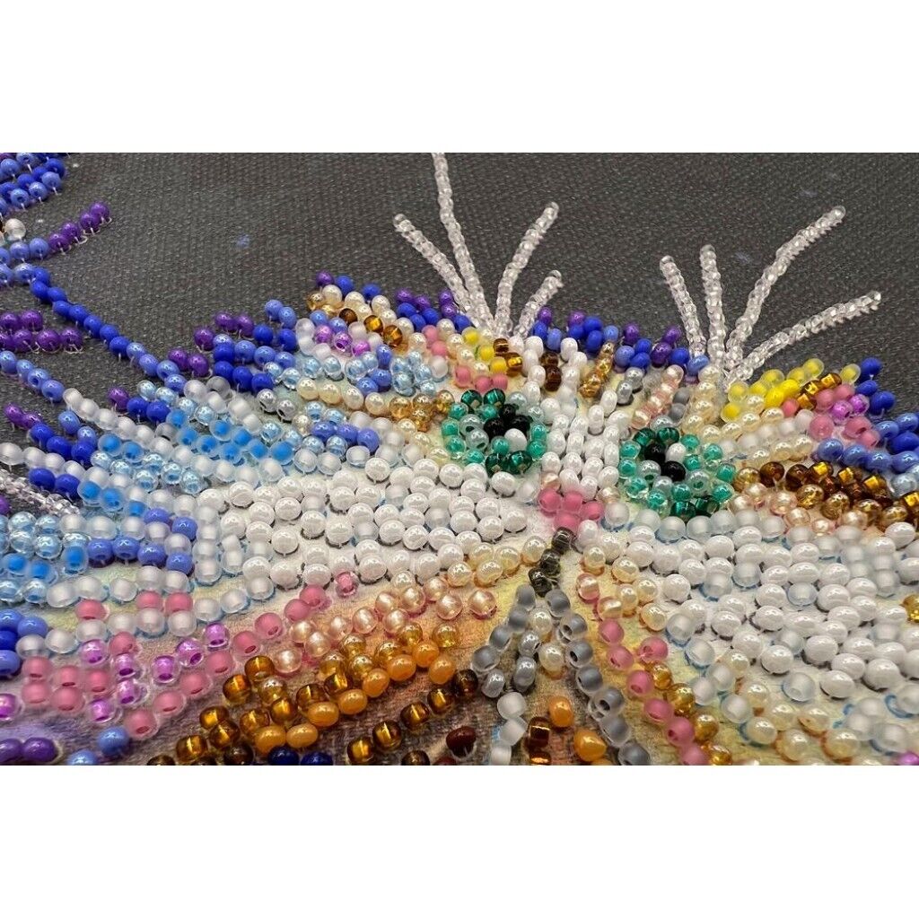 Bead Embroidery Kit Cat Beaded stitching Bead needlepoint Beadwork DIY