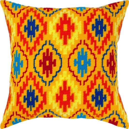 Tapestry Pillow Cover DIY kit "Bright ornament" Needlepoint kit Printed canvas