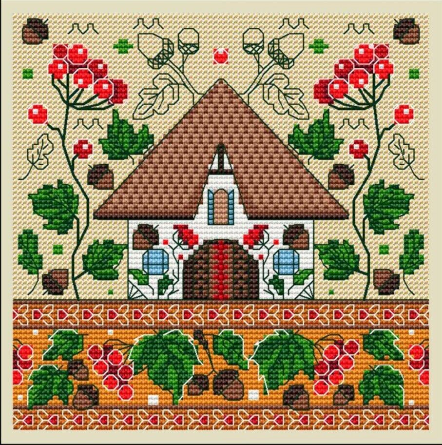 Counted Cross Stitch Kit Autumn Fall DIY Unprinted canvas