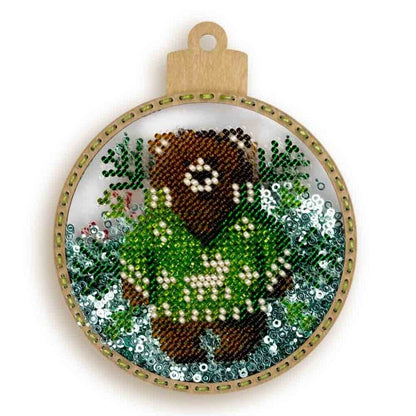 Bead Embroidery Kit on Plastic Bear DIY Christmas tree toy