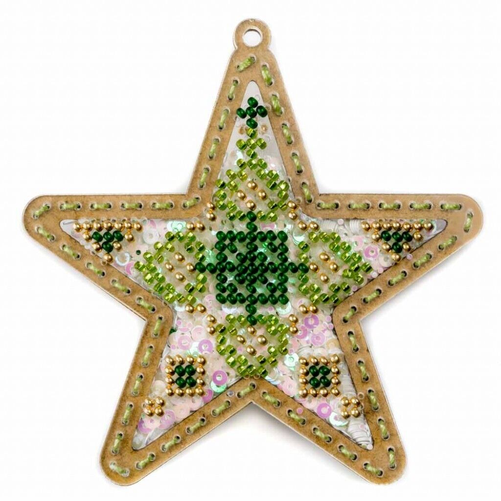 Bead Embroidery Kit on Plastic Star DIY Christmas tree toy