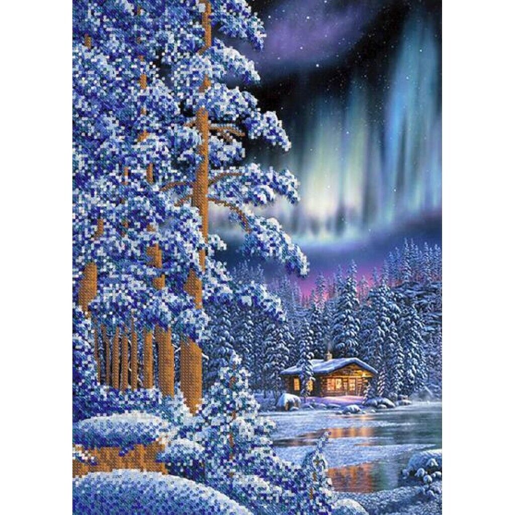 Bead Embroidery Kit Northern Light DIY Beaded needlepoint Beaded stitching