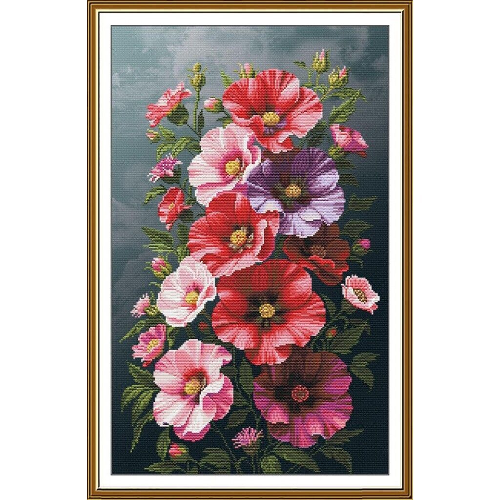 Counted Cross Stitch Kit Mallow Flowers DIY Unprinted canvas