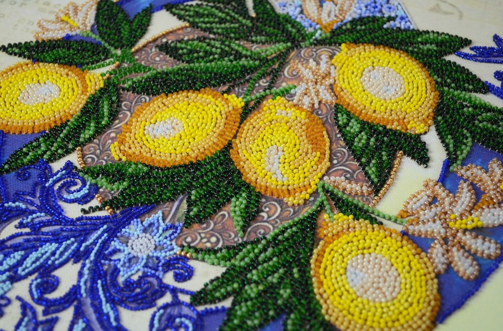 Bead Embroidery Kit Lemons Beaded stitching Beadwork Bead needlepoint DIY