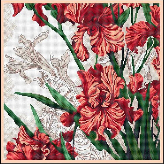 Counted Cross Stitch Kit Irises DIY Unprinted canvas