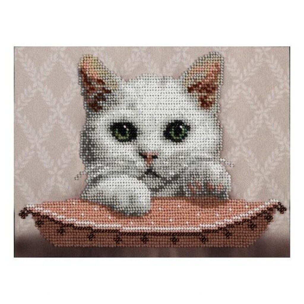 Bead Embroidery Kit Cat Bead needlepoint Bead stitching Beadwork DIY