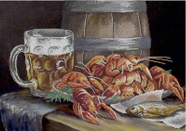 Bead Embroidery Kit Crayfish Still life DIY Beaded needlepoint Beaded stitching