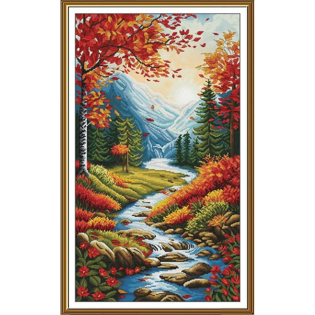 Counted Cross Stitch Kit Autumn Fall DIY Unprinted canvas