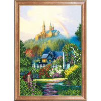 Bead Embroidery Kit Rainbow and a castle Bead needlepoint Bead stitching DIY