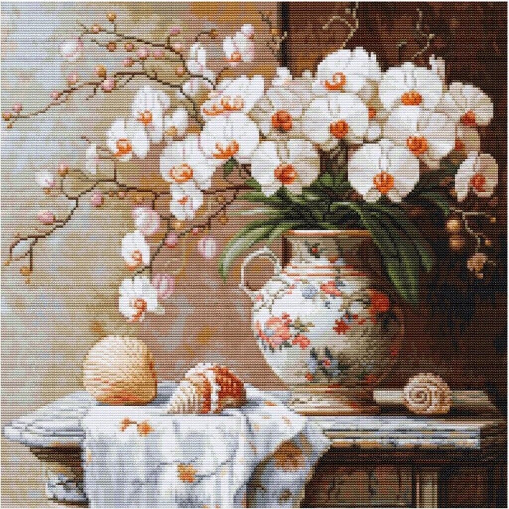 Gobelin kit Tapestry embroidery Kit Orchids Luca-S DIY Unprinted canvas