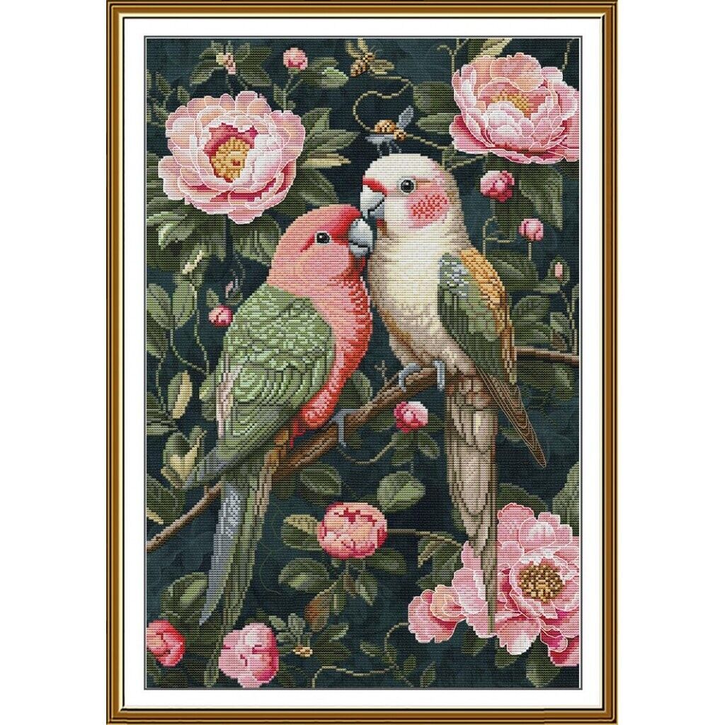 Counted Cross Stitch Kit Parrots DIY Unprinted canvas