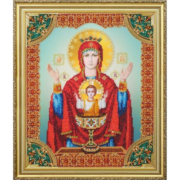 Bead Embroidery Kit Icon Virgin Mary Mother of God Beaded stitching DIY