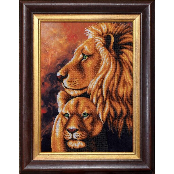 Bead Embroidery Kit Lions Bead needlepoint Bead stitching Beadwork DIY