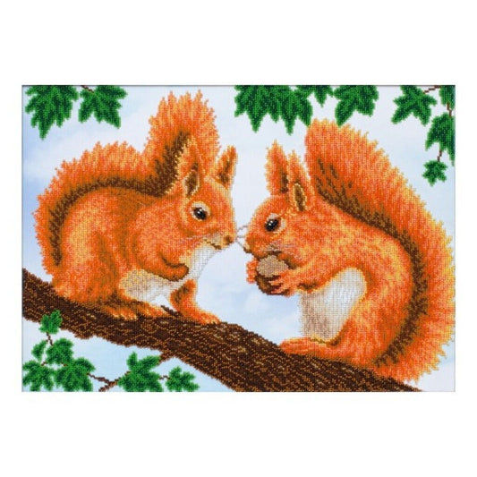 Bead Embroidery Kit Squirrels Bead needlepoint Bead stitching Beadwork DIY