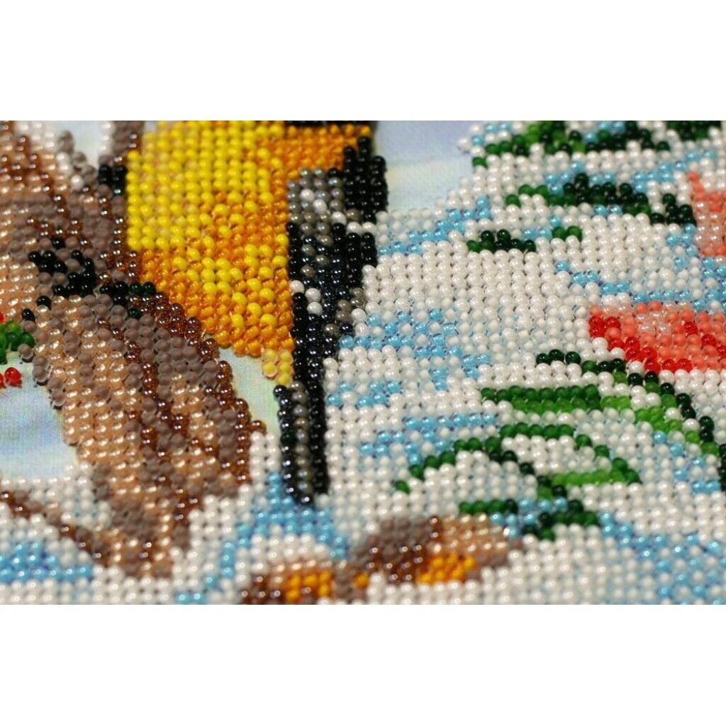 Bead Embroidery Kit Winter Birds Beaded stitching Bead needlepoint DIY