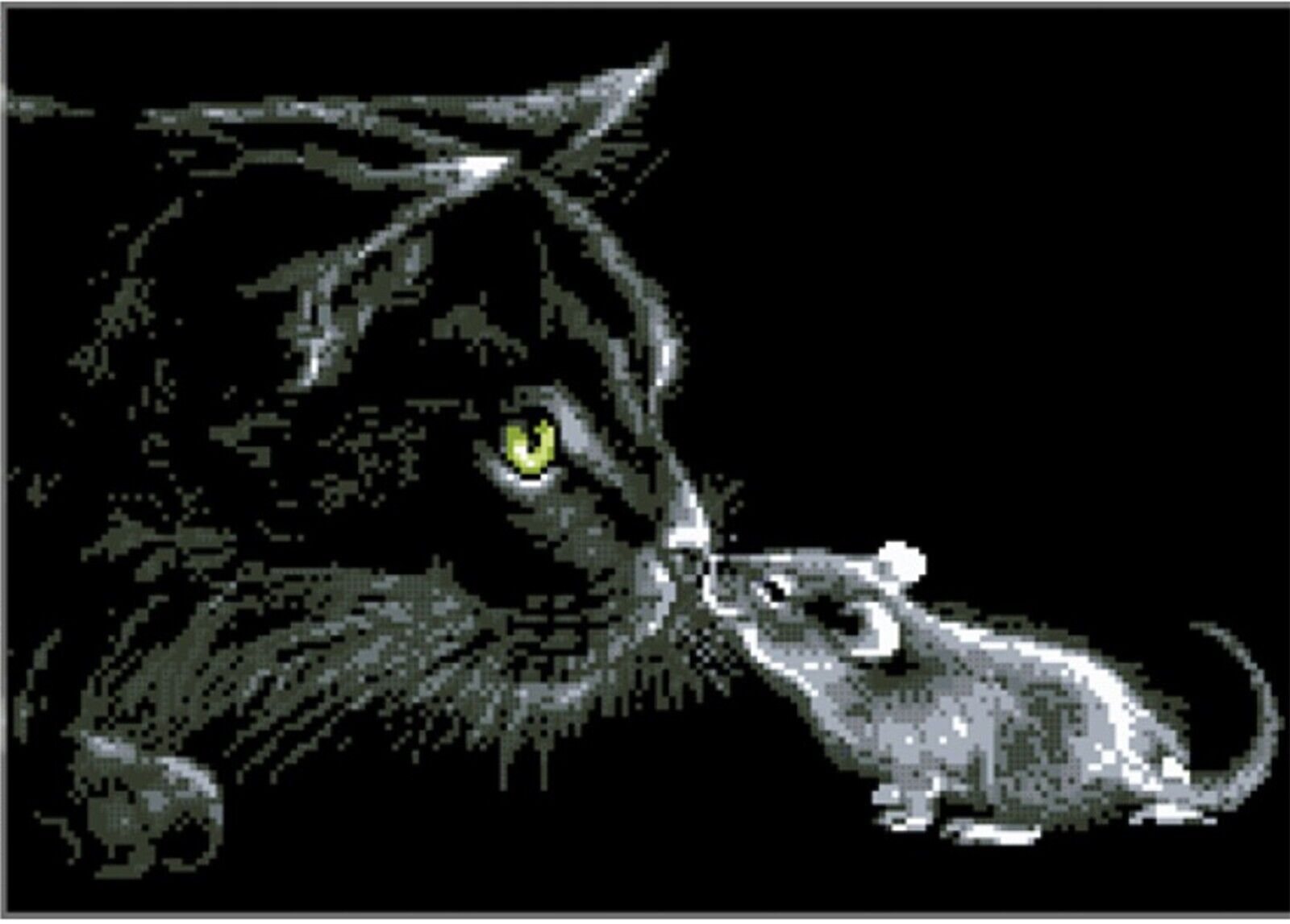 Bead Embroidery Kit Cat and mouse Beaded needlepoint Beaded stitching DIY