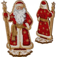 Bead Embroidery Kit on Wood Santa DIY Christmas tree toy