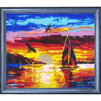 Bead Embroidery Kit Sea sunset Beaded needlepoint Bead stitching Beadwork