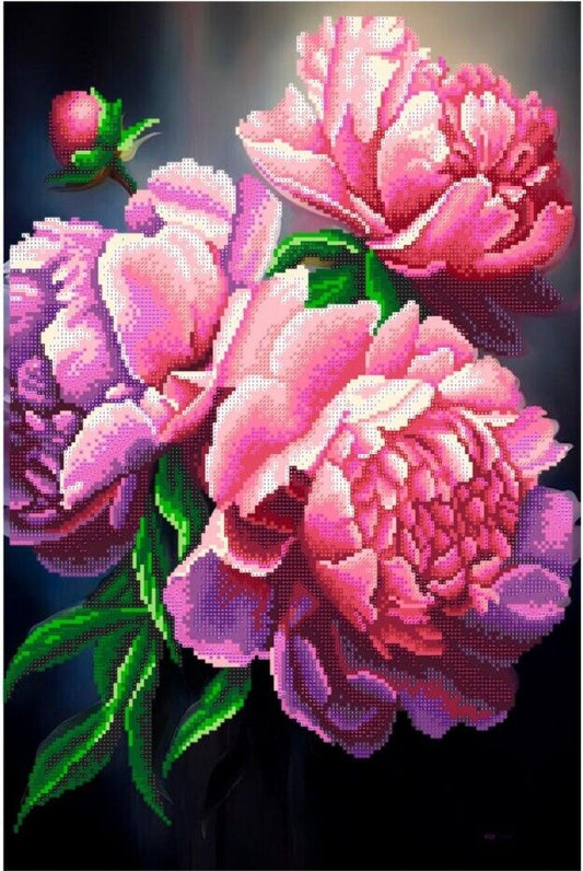 Bead Embroidery Kit Peonies Flowers Bead needlepoint Bead stitching Beadwork DIY