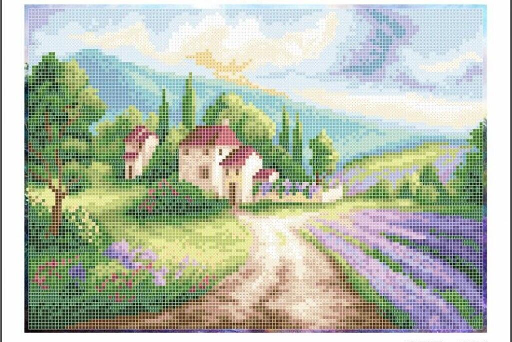 Full Bead Embroidery Kit Italian landscape DIY Bead needlepoint Beaded stitching