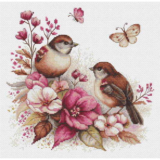 Counted Cross Stitch Kit Autumn birds Luca-S DIY Unprinted canvas