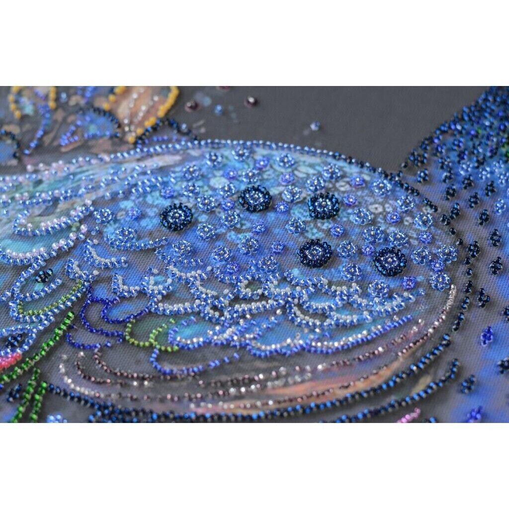 Bead Embroidery Kit Peacock Beaded stitching Bead needlepoint Beadwork DIY